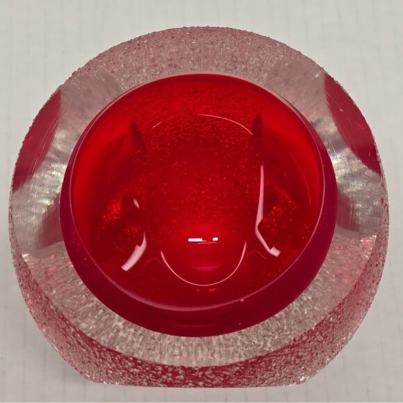 Alessandro Mandruzzato Murano Sommerso Red Faceted Glass Vase Bowl - Picture 5 of 8